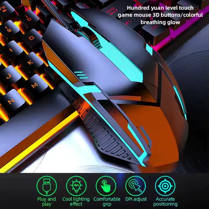 Le Pack Gamer Ultime : Ensemble Clavier + Souris – Combo Multifonctionnel Filaire (Avec fil) Rétroéclairé