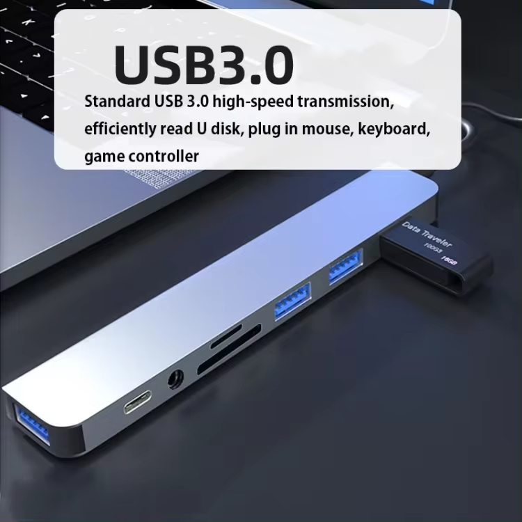 Adaptateur Hub 8 En 1 USB 3.0 Et Type-C / USB-C Vers USB 3.0 USB 2.0