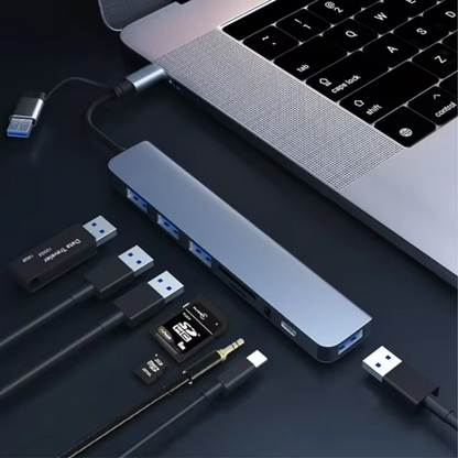 Adaptateur Hub 8 En 1 USB 3.0 Et Type-C / USB-C Vers USB 3.0 USB 2.0