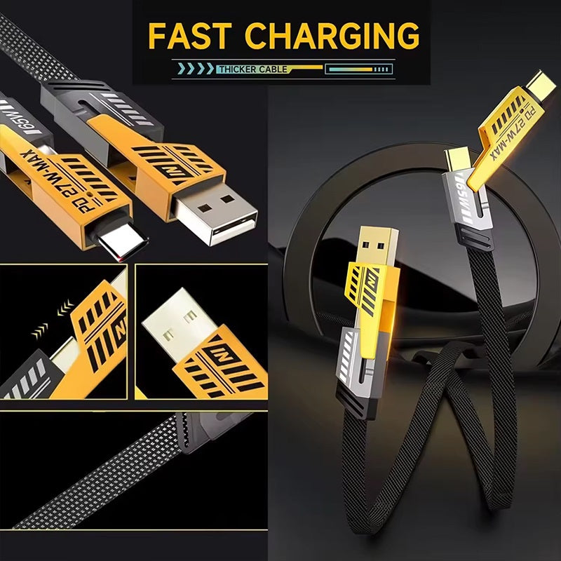 Câble de Charge 4 en 1 – Fast Charging 65W Max | USB + Type-C + Lightning